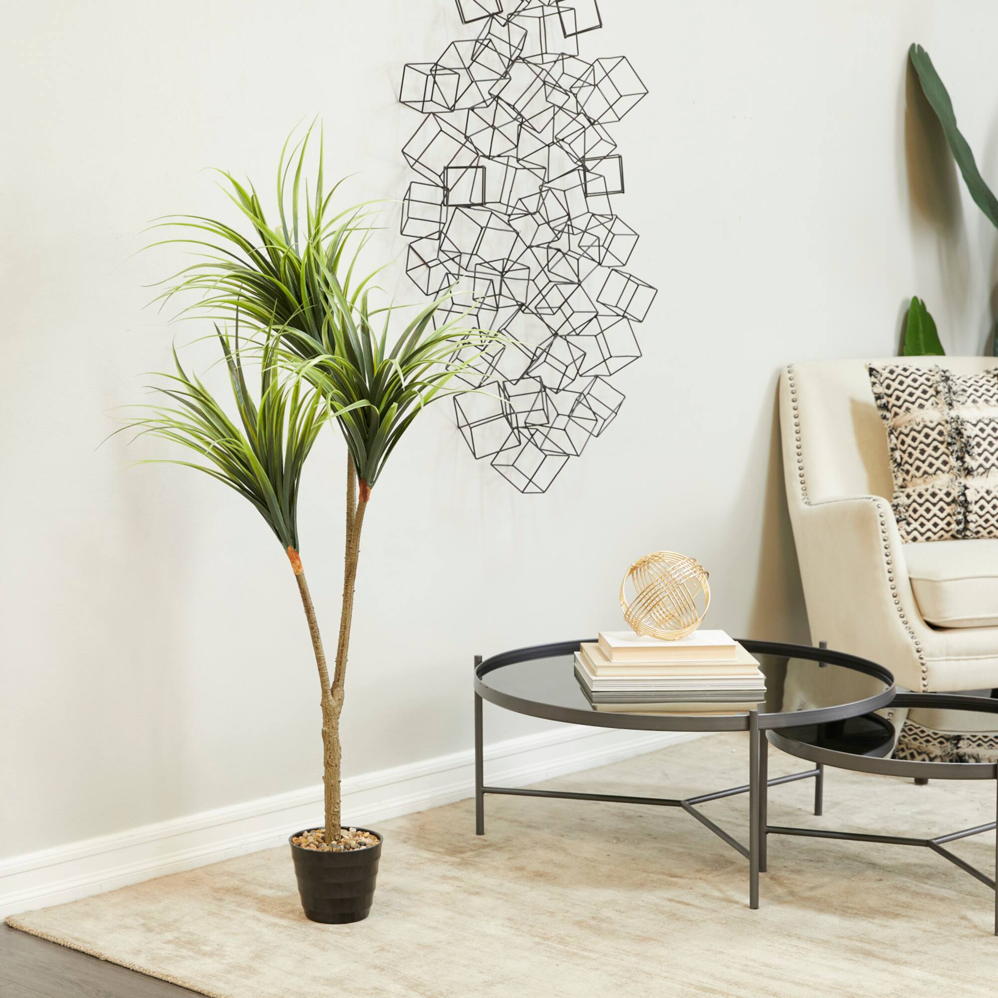 55" Green Vinyl Contemporary Potted Artificial Tree